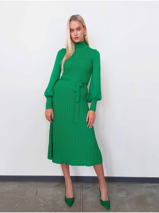Maliin green merino wool dress