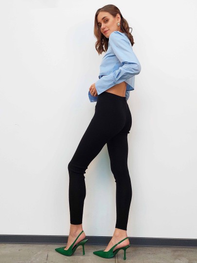 Aime black merino wool leggings