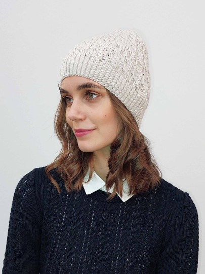 Huty beige merino wool hat