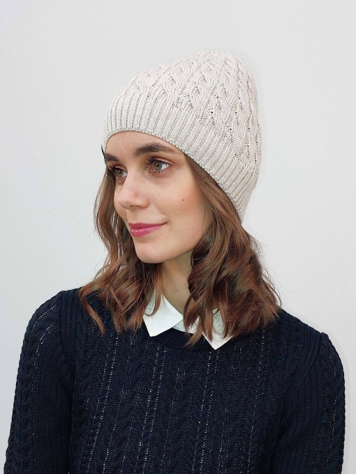 Huty beige merino wool hat