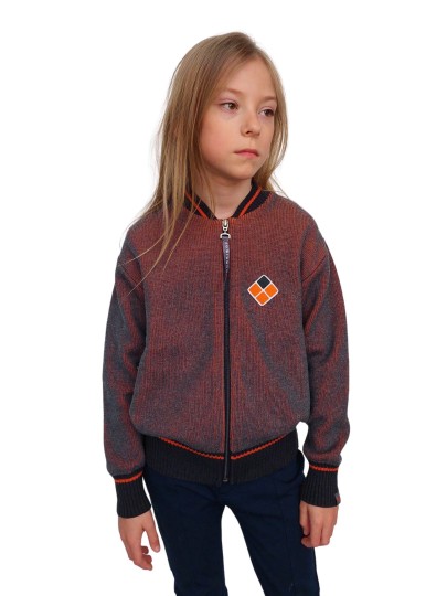 Zippered bomber jacket for Kids TERA Pikky /Light-grey+orange