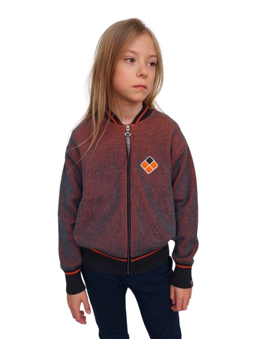 Zippered bomber jacket for Kids TERA Pikky /Light-grey+orange