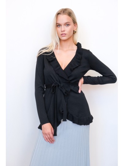 CANDY black short merino cardigan