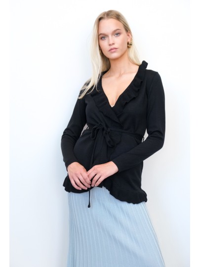 CANDY black short merino cardigan