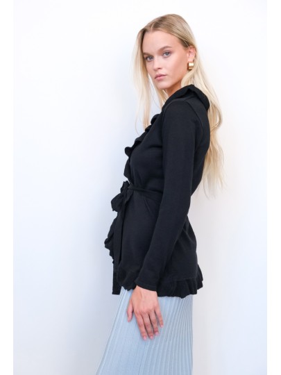 CANDY black short merino cardigan