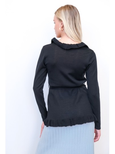 CANDY black short merino cardigan