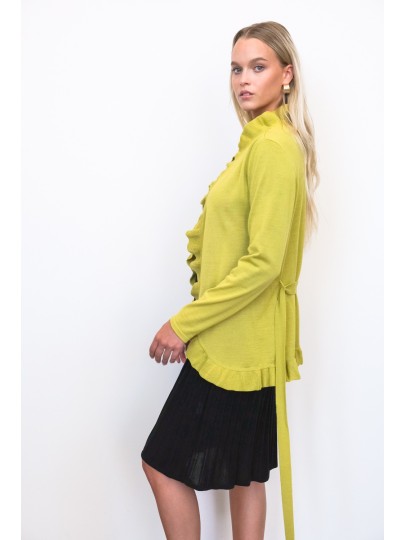 CANDY light green short merino cardigan