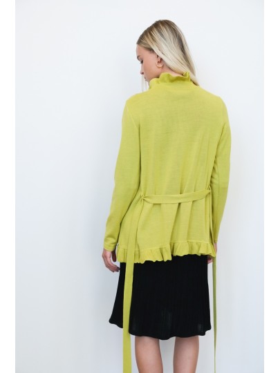 CANDY light green short merino cardigan