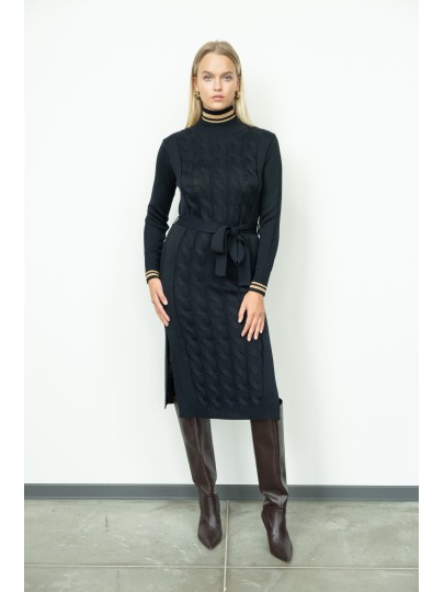 BIRJO navy dress with braids