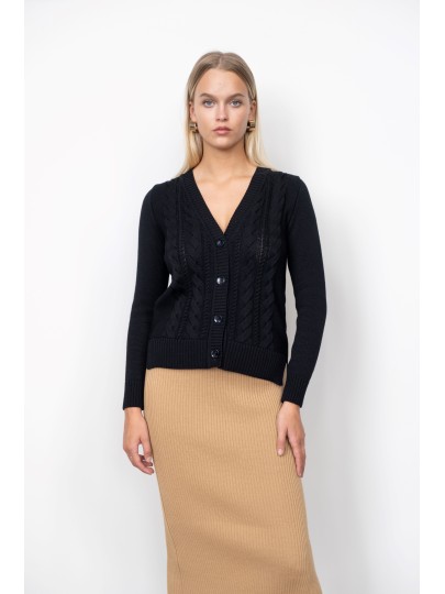 AMBER black cardigan with braids
