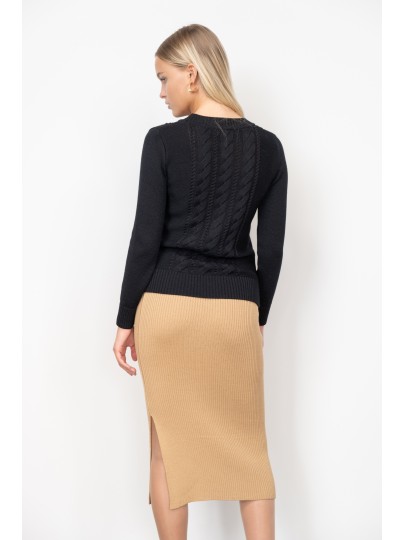 AMBER black cardigan with braids