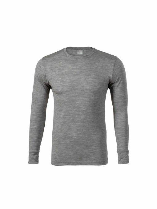 Meeste meriinovillane pikkade varrukatega T-särk 159/tumehall