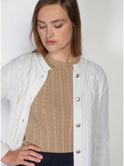 Pamela merino wool white cardigan
