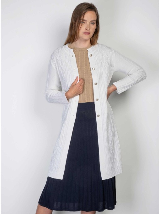 Pamela merino wool white cardigan