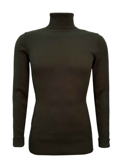 M-216  high-neck olive green sweater