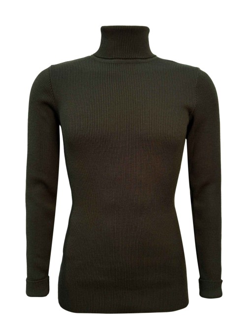 M-216  high-neck olive green sweater