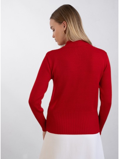INDY palmikutega punane džemper