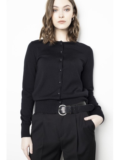 Black merino cardigan Sirpa 4